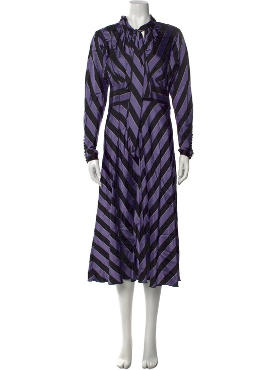 Marc Jacobs Dresses & Skirts - Purple and Black Striped Long-Sleeve Midi Dress